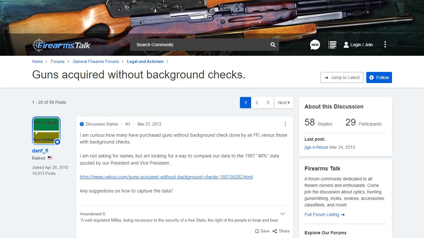 Guns acquired without background checks. | Firearms Talk